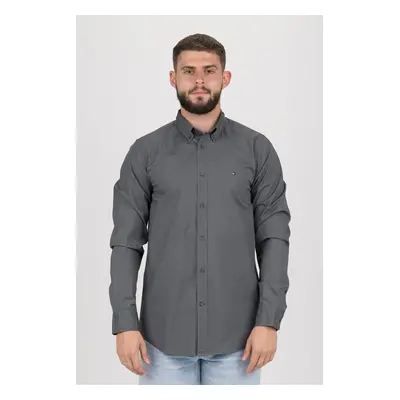 Shirt - TOMMY HILFIGER SLIM STRETCH POPLIN SHIRT grey