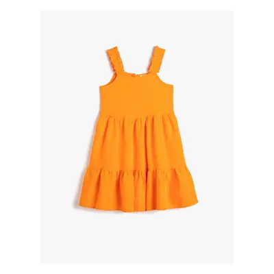 Koton Girls' Plain Orange Long Dress 3skg80075aw