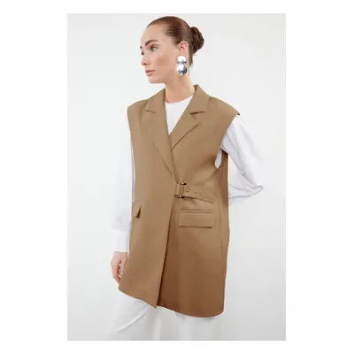 Trendyol Mink Waist Half Woven Vest with Belt Closure