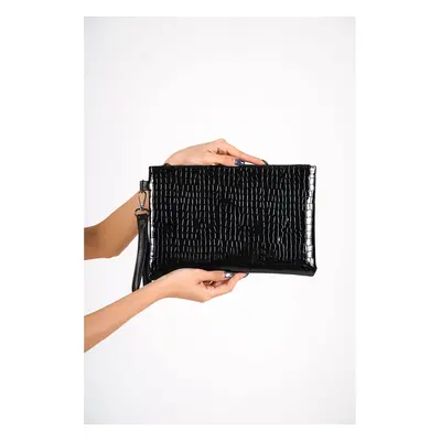 Capone Outfitters Patent Leather Croco Patterned Paris Women's Clutch Bag