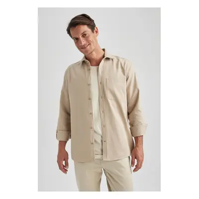 DEFACTO Regular Fit Basic Plain Long Sleeve Shirt with Pocket