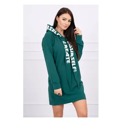 Oversize hooded dress dark green