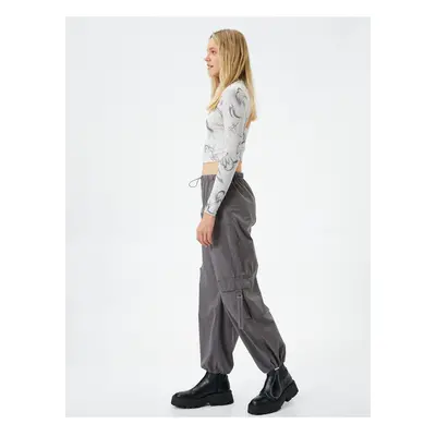 Koton Parachute Trousers with Elastic Waist, Pocket Detail, Stopper