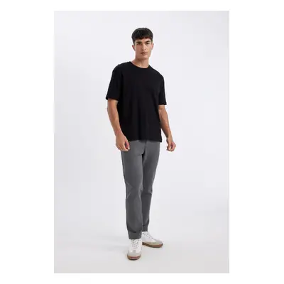 DEFACTO Pants Tailored Regular Fit Basic Plain Pocket Straight Leg