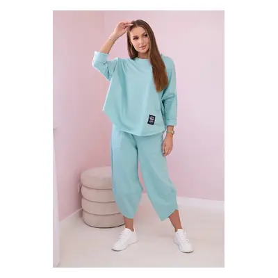 Cotton sweatshirt trouser set mint