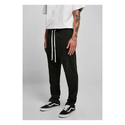 Low Crotch Cargo Sweatpants Black