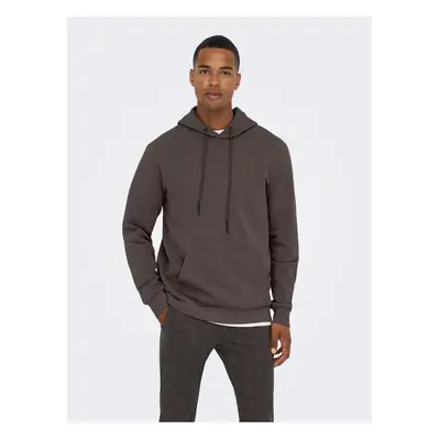 Dark brown men's basic hoodie ONLY & SONS Ceres - Men's