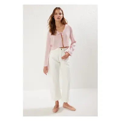 Trendyol Pink Modal Tie Detailed Long Sleeve Woven Blouse