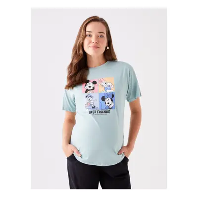 LC Waikiki Crew Neck Mickey Mouse Printed Short Sleeve Maternity T-Shirt