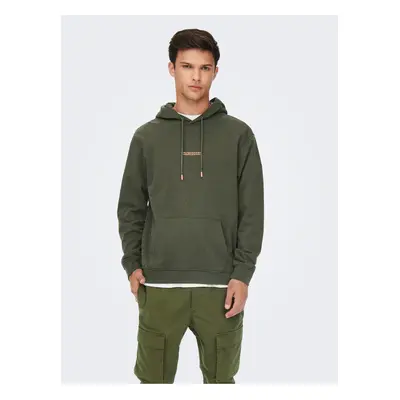 Khaki hoodie ONLY & SONS Elon - Men's