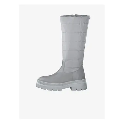 Grey leather high boots Tamaris - Women's