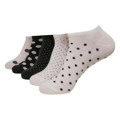 No Show Socks Dots 5-Pack White/Black