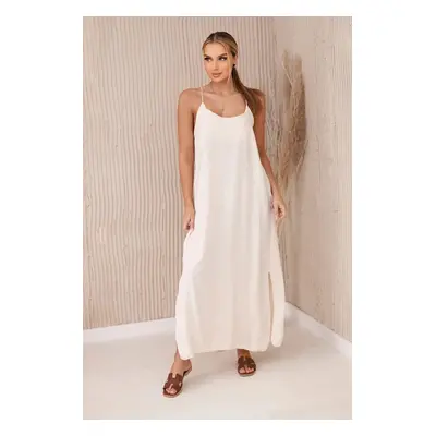 Women's dress with straps - light beige