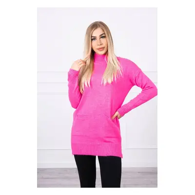 Pink sweater with stand-up collar