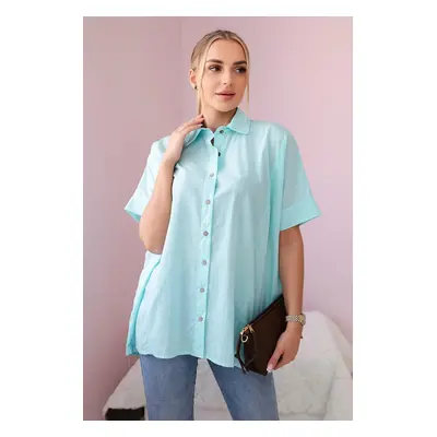 marka niezdefiniowana Short-sleeved cotton shirt mint