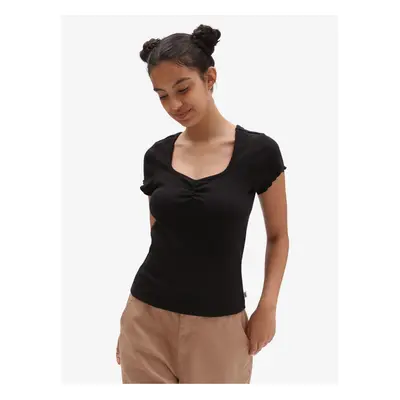 Black Women's T-Shirt with Pleated VANS Lydia - Women