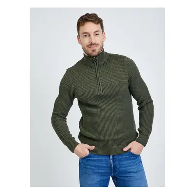 Green Men's Ribbed Sweater Blend - Men