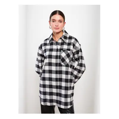 LC Waikiki Shirt Collar Plaid Long Sleeve Oversize Women's Tunic