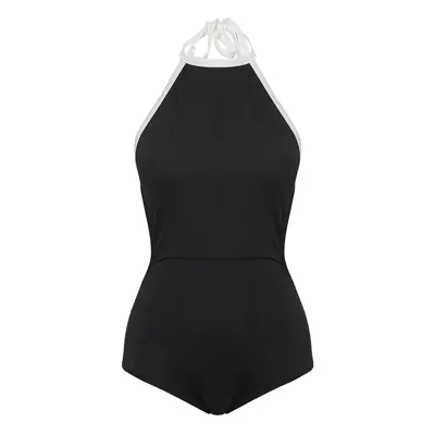 Trendyol Black Barbell Neck Piping Swimsuit