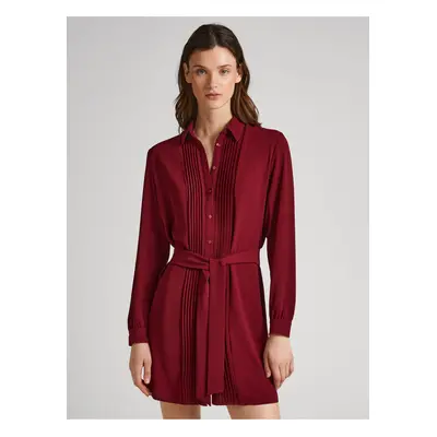 Burgundy Ladies Shirt Dress Pepe Jeans Gissa - Ladies