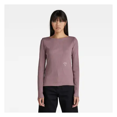 G-STAR T-shirt - Slim rib boatneck l\s wmn purple