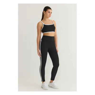 Trendyol Black Stripe Detail Full Length Knitted Sports Tights