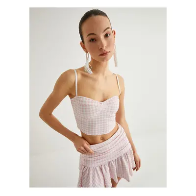 Koton Thin Strap Crop Top Sweetheart Neckline