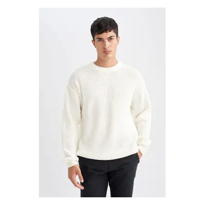 DEFACTO Relax Fit Crew Neck Basic Plain Knitwear Sweater