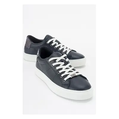 LuviShoes AYVERIE Navy Blue Genuine Leather Women's Sneakers