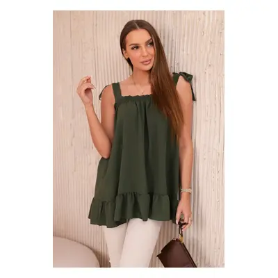 Włoski Blouse with bows khaki