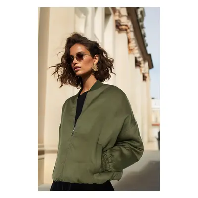 Trendyol Khaki Oversize bombázó Tencel dzseki