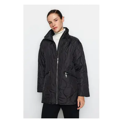 Trendyol Black Water Repellent Quilted Coat