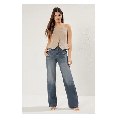 Trendyol Indigo High Waist Wide Leg Jeans