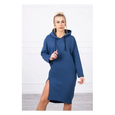 Dress with a hood and slit for side jeans