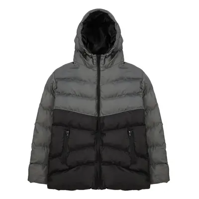 Trendyol Anthracite Regular Fit Color Blocked Wind Resistant Puffer Winter Jacket