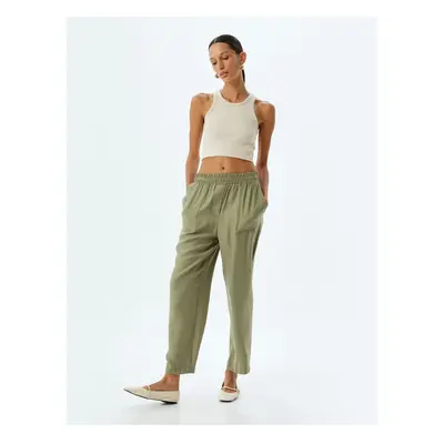 Koton Modal Fabric Pocket Elastic Waist High Waist Trousers