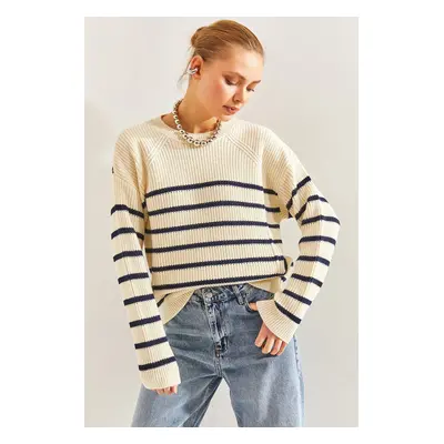 Bianco Lucci Women's Striped Thessaloniki Knitted Knitwear Sweater