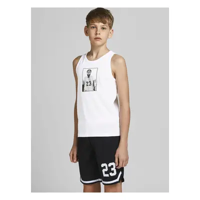 White boys' tank top with Jack & Jones Legends print - unisex