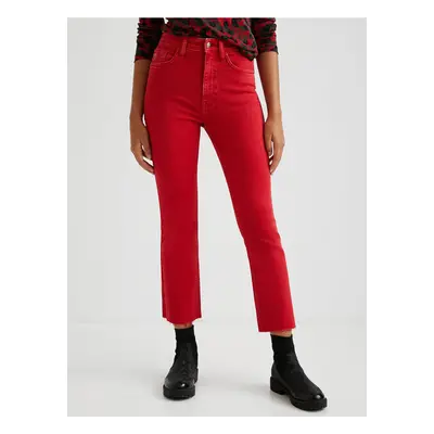 Red Women's Cropped Bootcut Jeans Desigual Lainta - Women