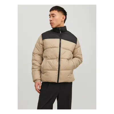 Black & Beige Men's Winter Quilted Jacket Jack & Jones Etoby - Men's