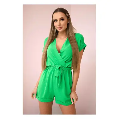 Kesi Włoski Short jumpsuit tied at the waist light green