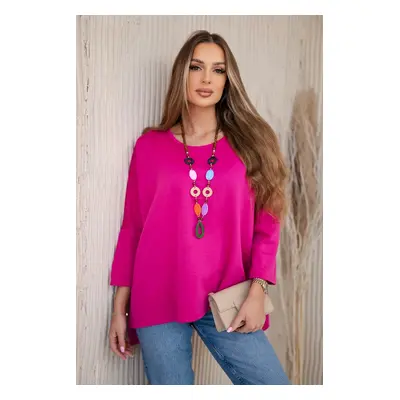 Kesi Włoski Oversize blouse with necklace buttery fabric fuchsia