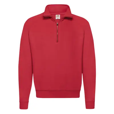 Red Men's Zip Neck Sweat Fruit of the Loom