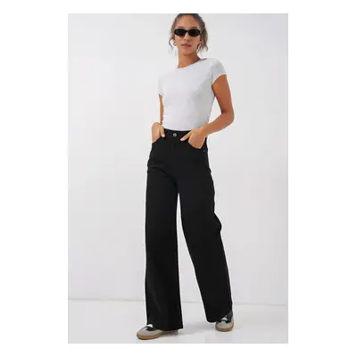 Bigdart Women's Wide Leg High Waist Palazzo Jeans - Black