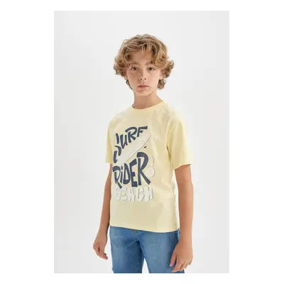 DEFACTO Boy's Crew Neck Printed Short Sleeve T-Shirt