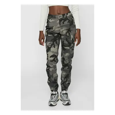 Camo Cargo Women's High Waisted Trousers Dark Masks