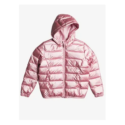 Pink Girls' Quilted Winter Jacket with Hood Roxy It Will Rain - unisex