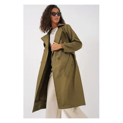 Bigdart Double Breasted Lapel Trench Coat - Khaki