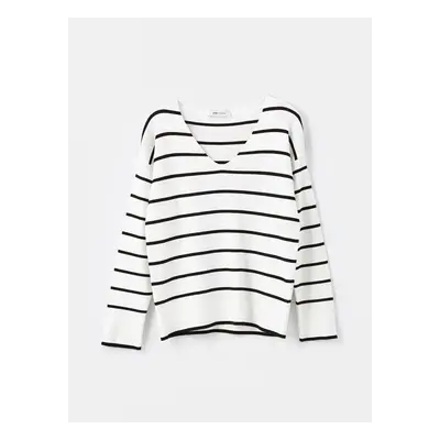 LC Waikiki V-Neck Striped Long Sleeve Women's Knitwear Sweater