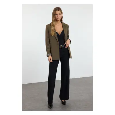 Trendyol Dark Khaki Regular Lined Detailed Woven Blazer Jacket